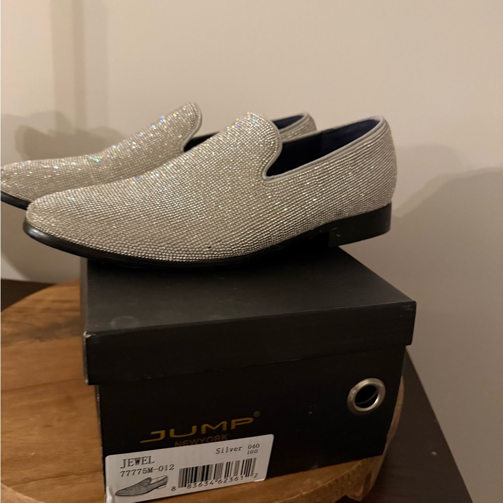 Jump New York Men’s Silver Jewel Dress Slip On Shoes Loafers Size 12
